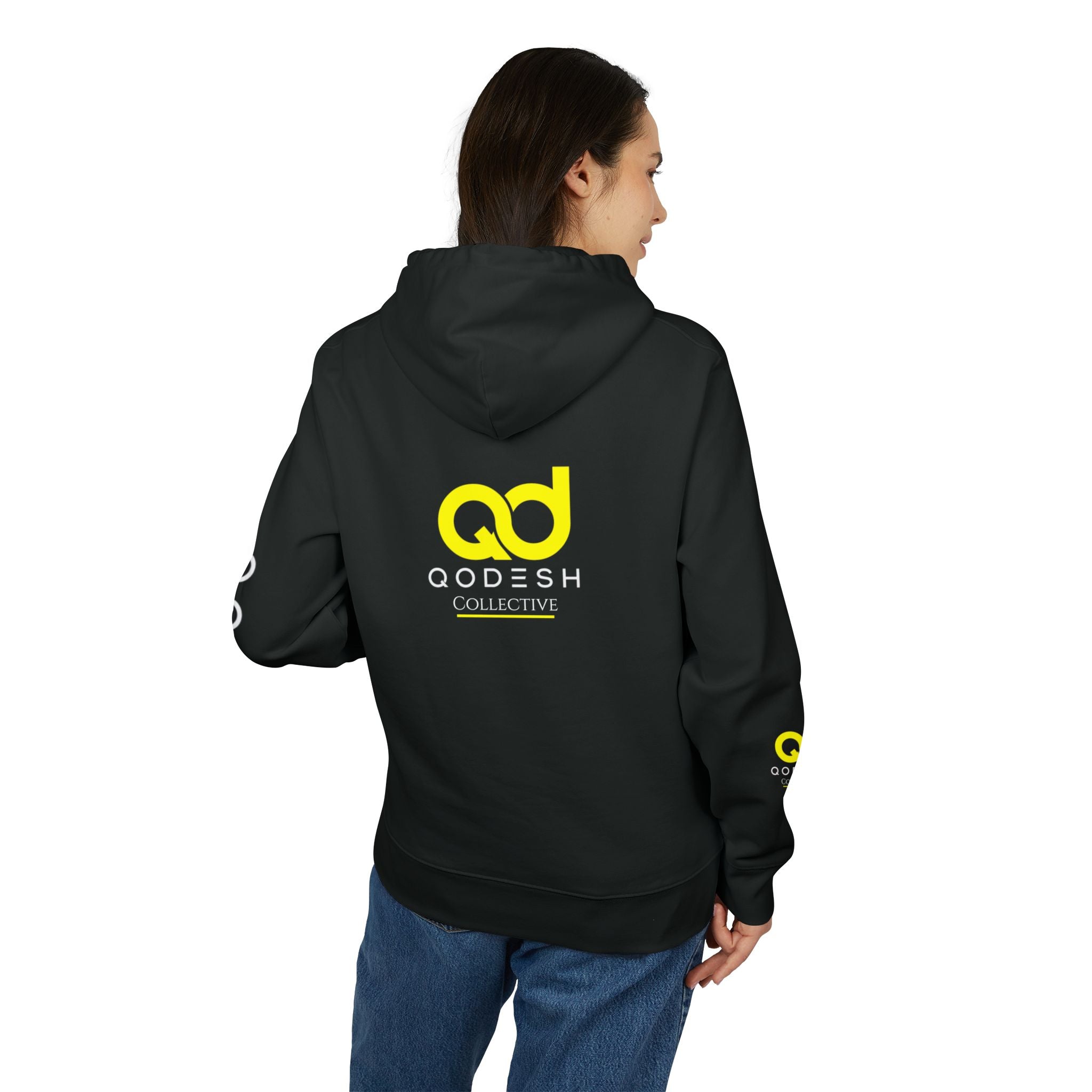 Love, Grace, Mercy Minimalist Hoodie — Yellow "LOVE" Graphic Pullover