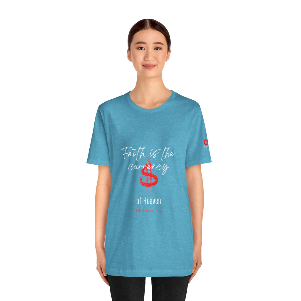 Faith & Finance T-Shirt — Red Dollar Currency Design (Hebrews 11:6)