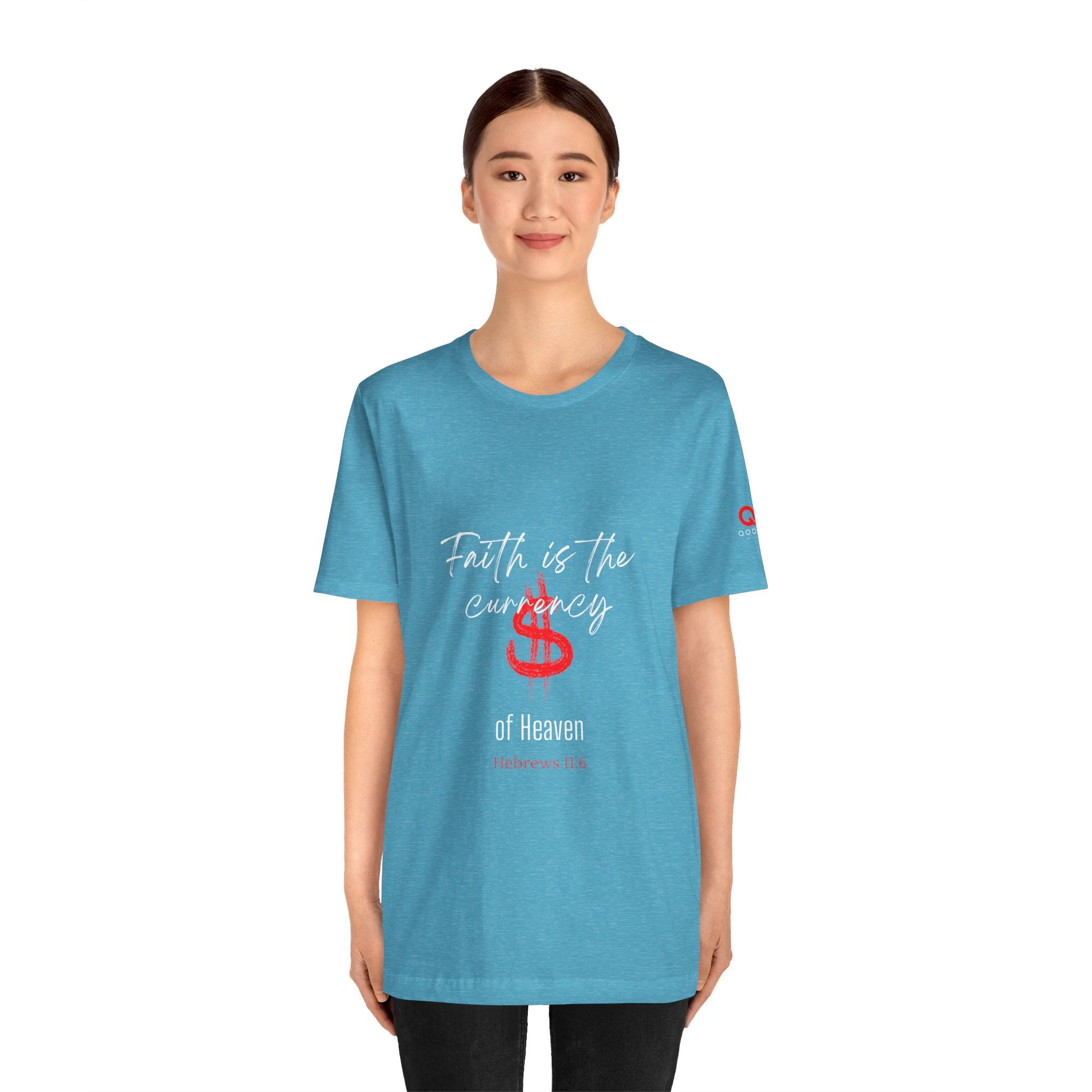 Faith & Finance T-Shirt — Red Dollar Currency Design (Hebrews 11:6)