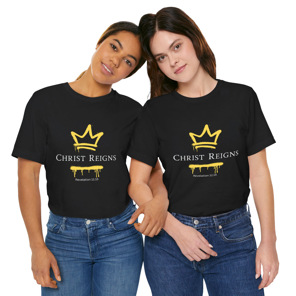 Gold Crown "Christ Reigns" Graffiti T-Shirt — Urban Streetwear Tee