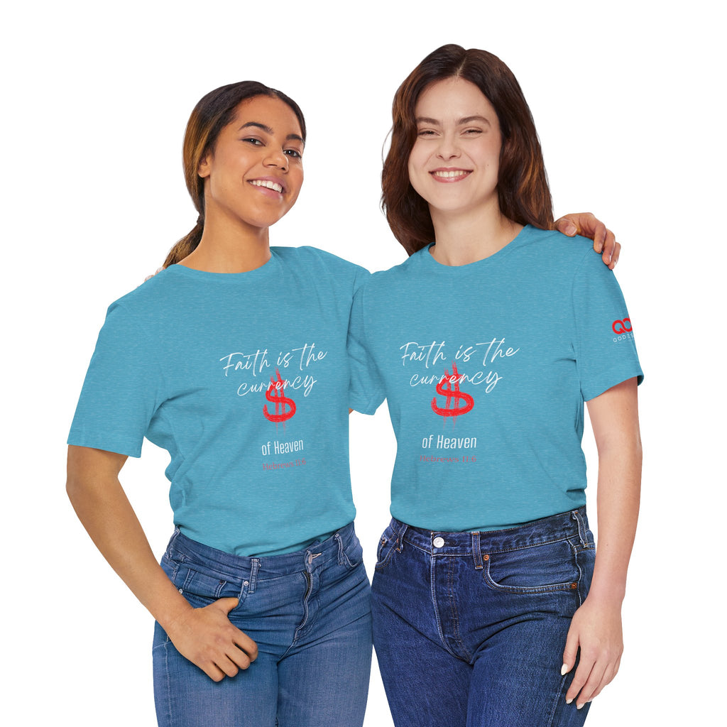 Faith & Finance T-Shirt — Red Dollar Currency Design (Hebrews 11:6)