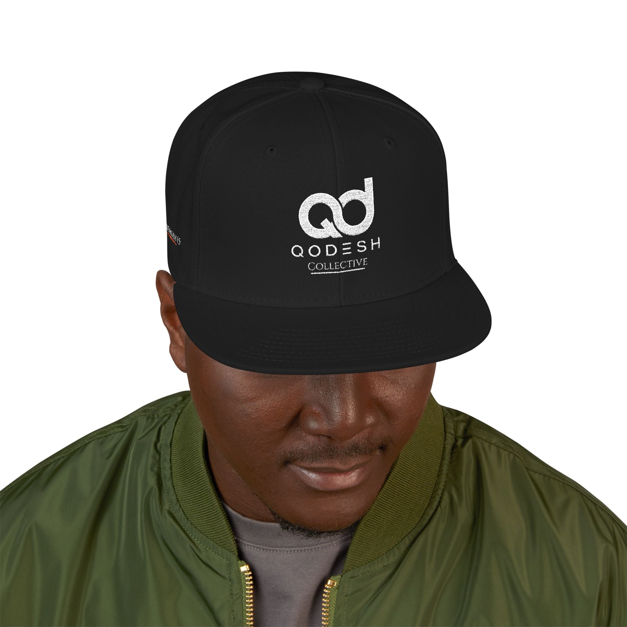 Embroidered Qodesh Set Apart Cap Logo Snapback Hat — Premium Faith Inspired Hat - Streetwear Black Flat Bill Cap