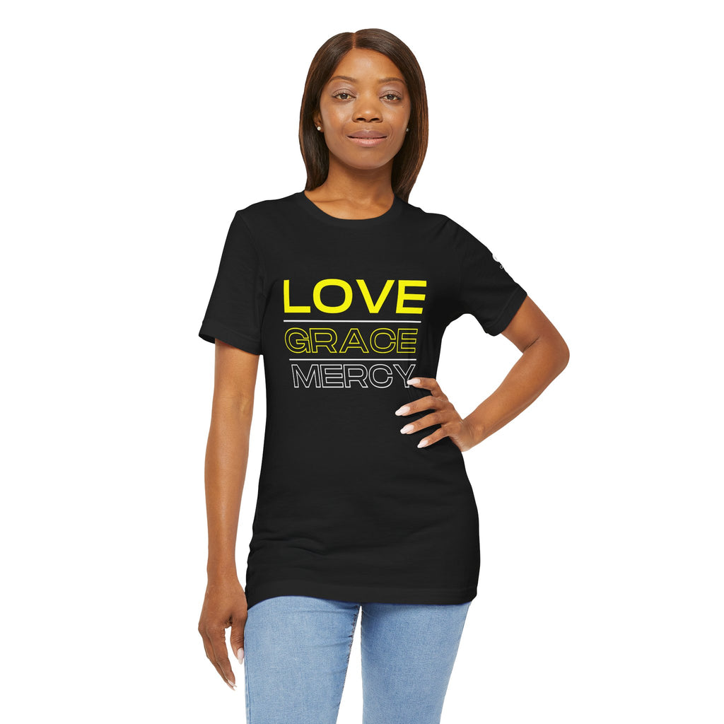 Kingdom Culture Statement Tee — LOVE GRACE Minimalist Graphic Tee (Yellow Text)