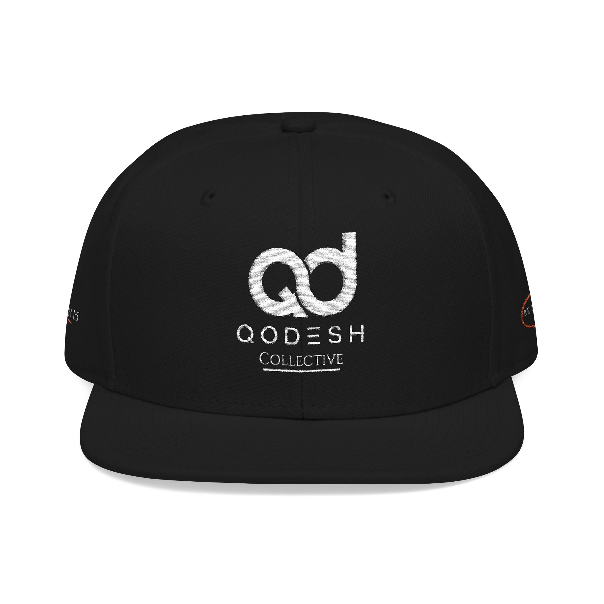 Embroidered Qodesh Set Apart Cap Logo Snapback Hat — Premium Faith Inspired Hat - Streetwear Black Flat Bill Cap