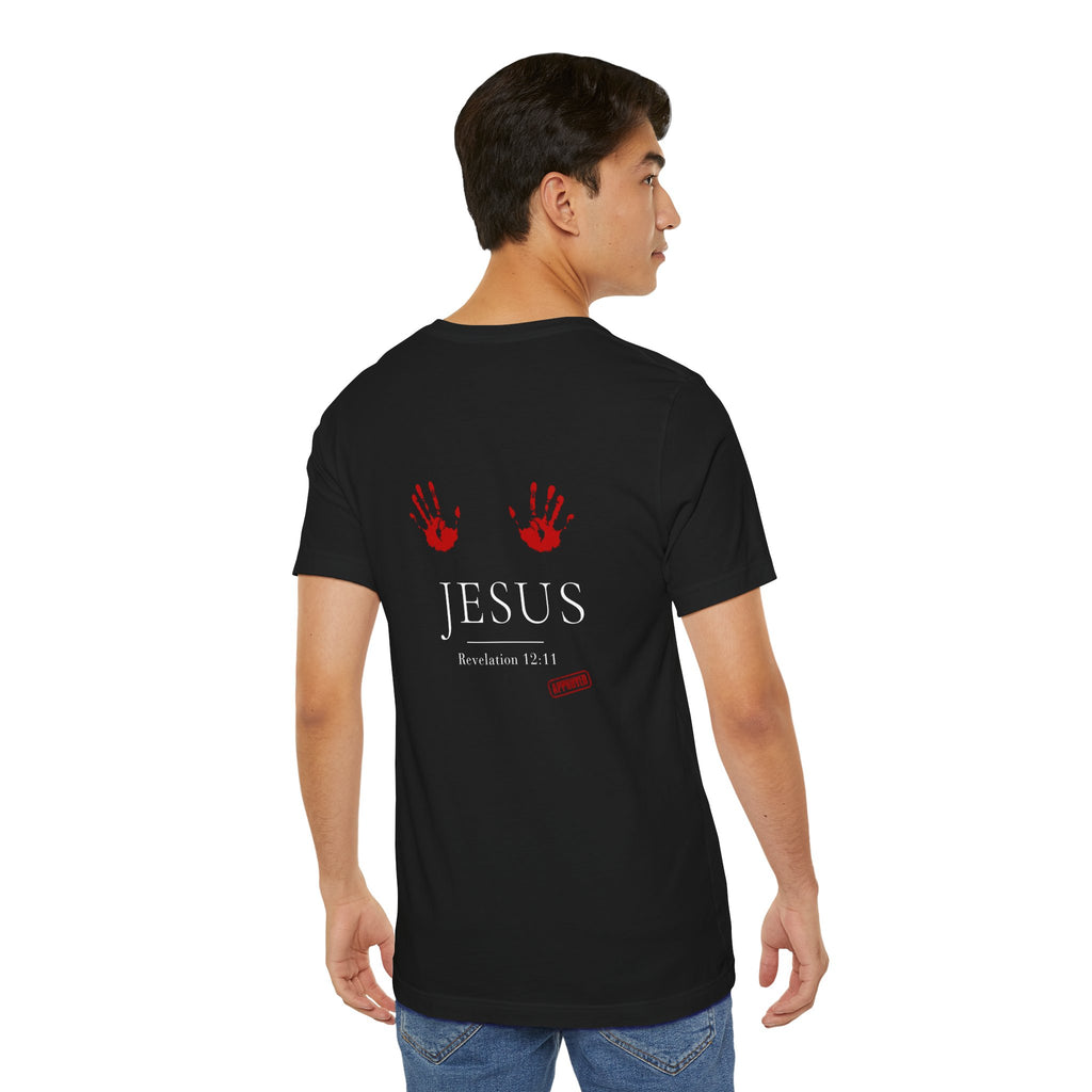 Freedom Stamp T‑Shirt — Distressed Red 'FREEDOM' Graphic Tee with Handprint Back