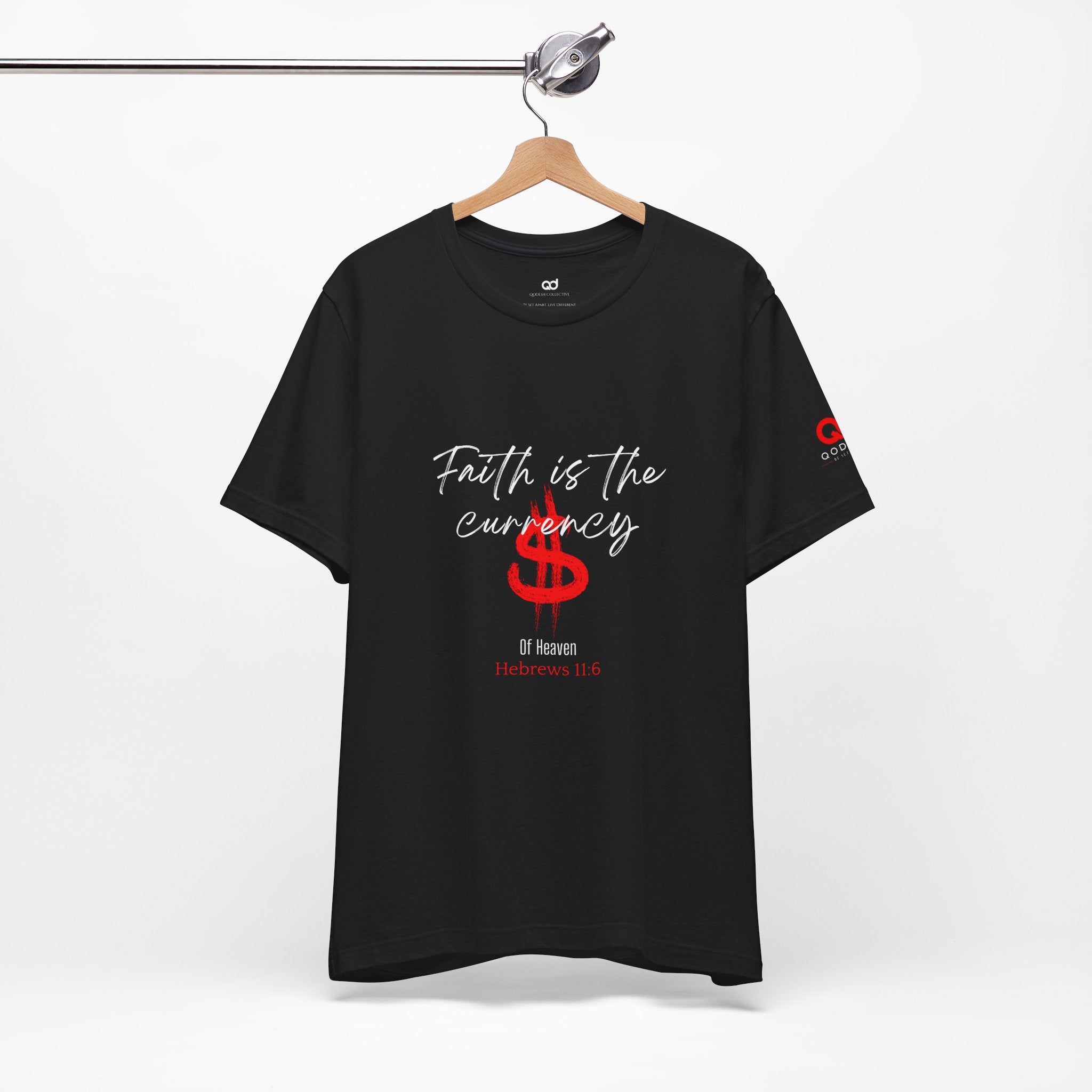 Faith & Finance T-Shirt — Red Dollar Cross Design (Hebrews 11:6)