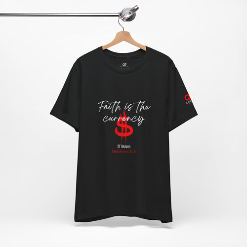 Faith & Finance T-Shirt — Red Dollar Cross Design (Hebrews 11:6)