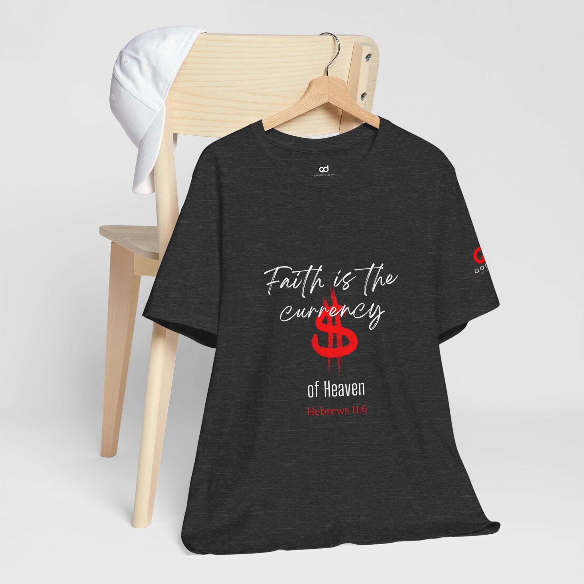 Faith & Finance T-Shirt — Red Dollar Currency Design (Hebrews 11:6)