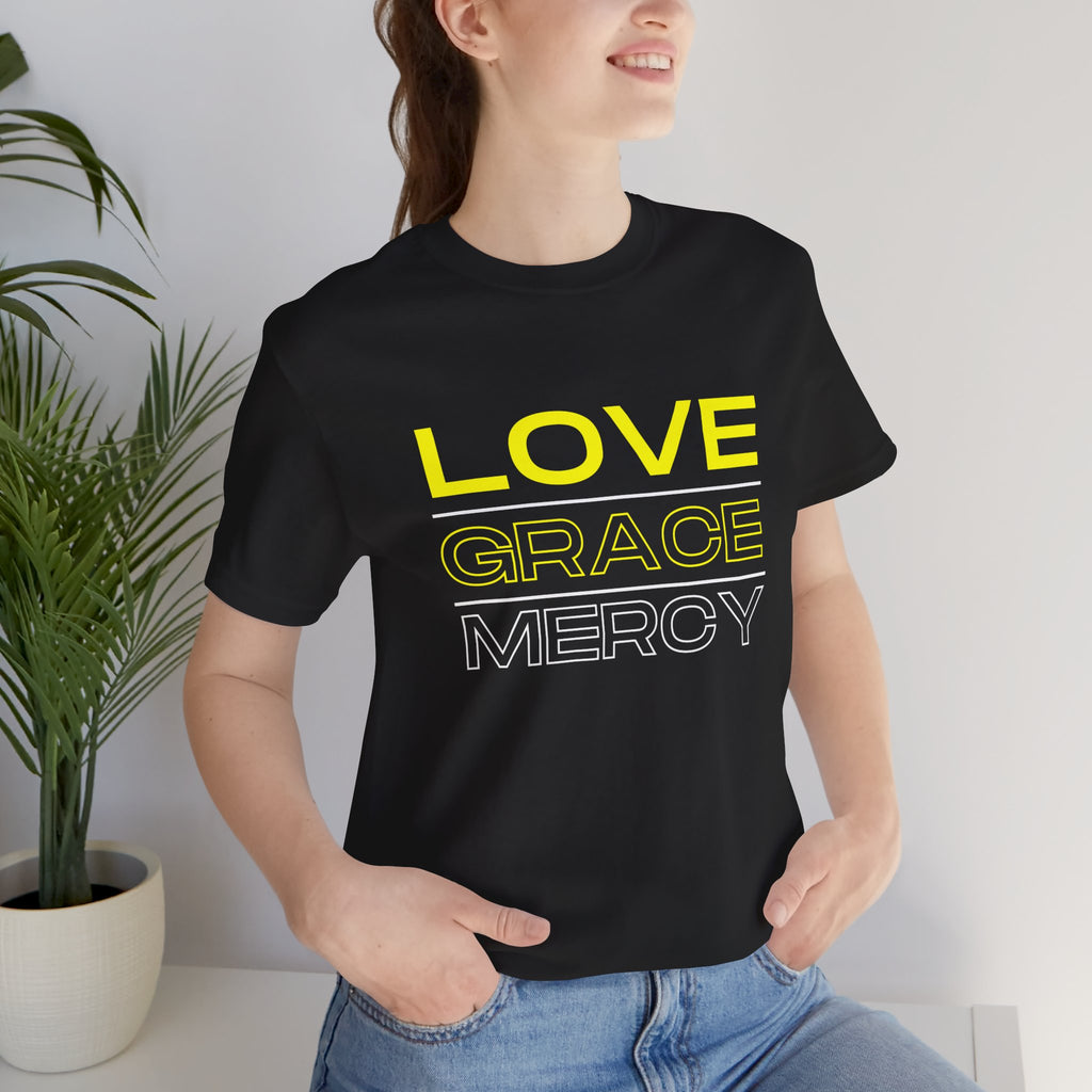 Kingdom Culture Statement Tee — LOVE GRACE Minimalist Graphic Tee (Yellow Text)