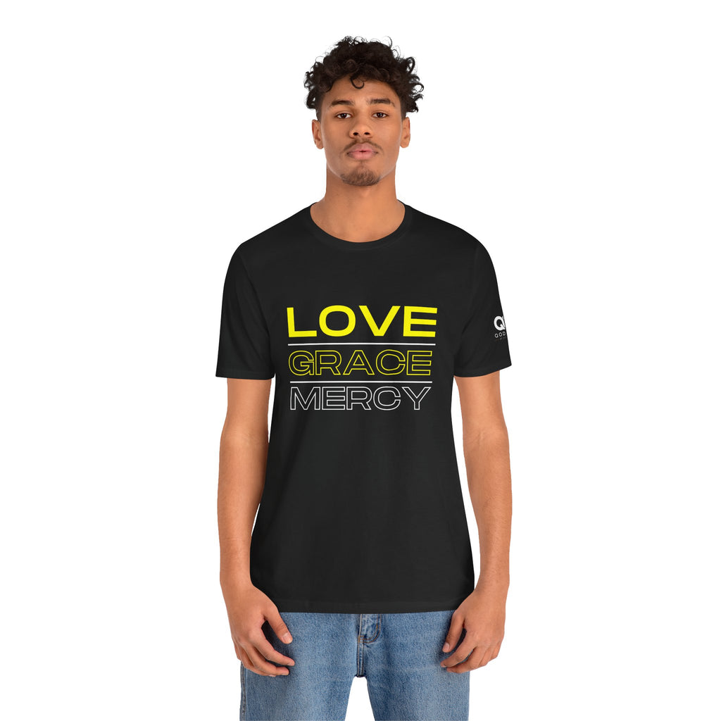 Kingdom Culture Statement Tee — LOVE GRACE Minimalist Graphic Tee (Yellow Text)