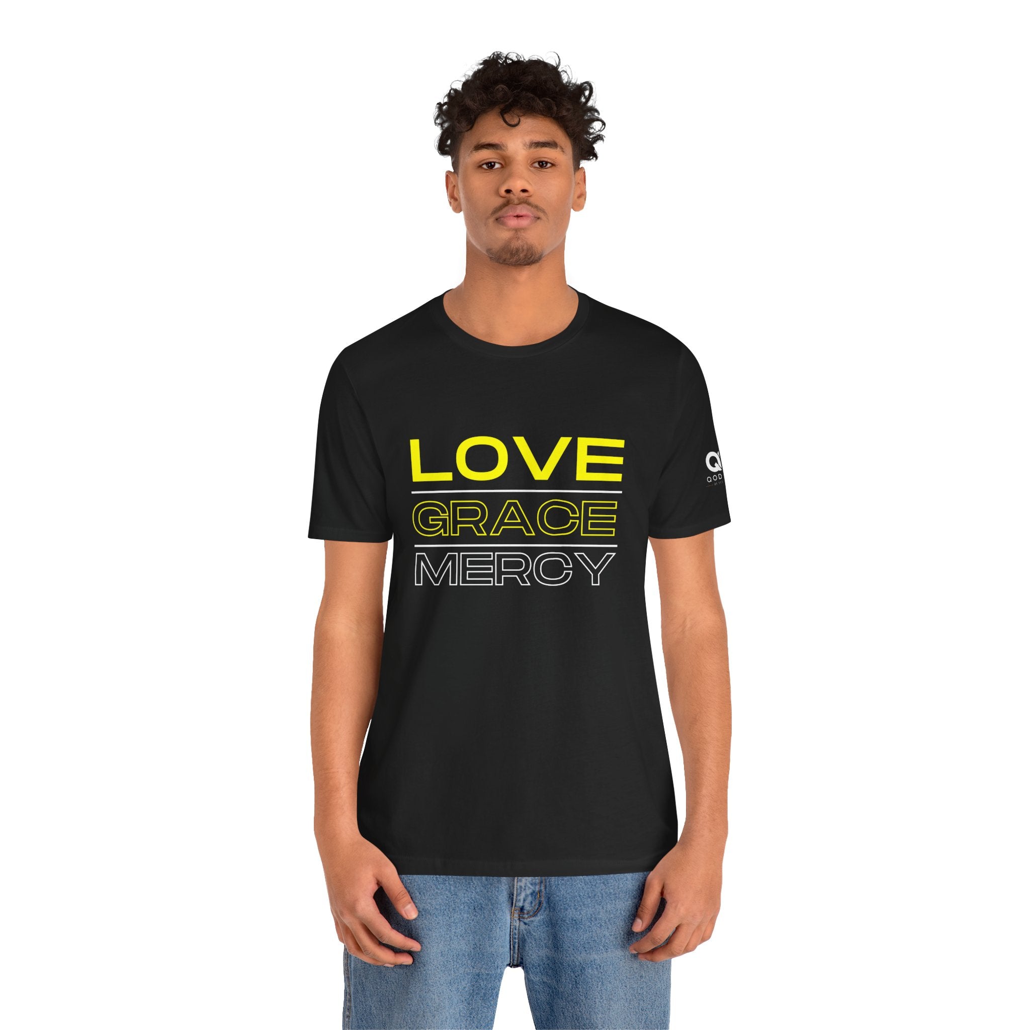 Kingdom Culture Statement Tee — LOVE GRACE Minimalist Graphic Tee (Yellow Text)