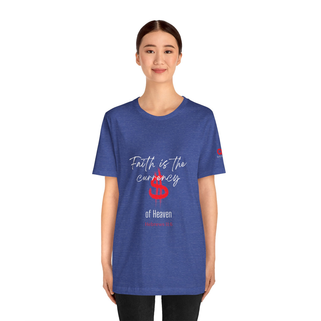 Faith & Finance T-Shirt — Red Dollar Currency Design (Hebrews 11:6)