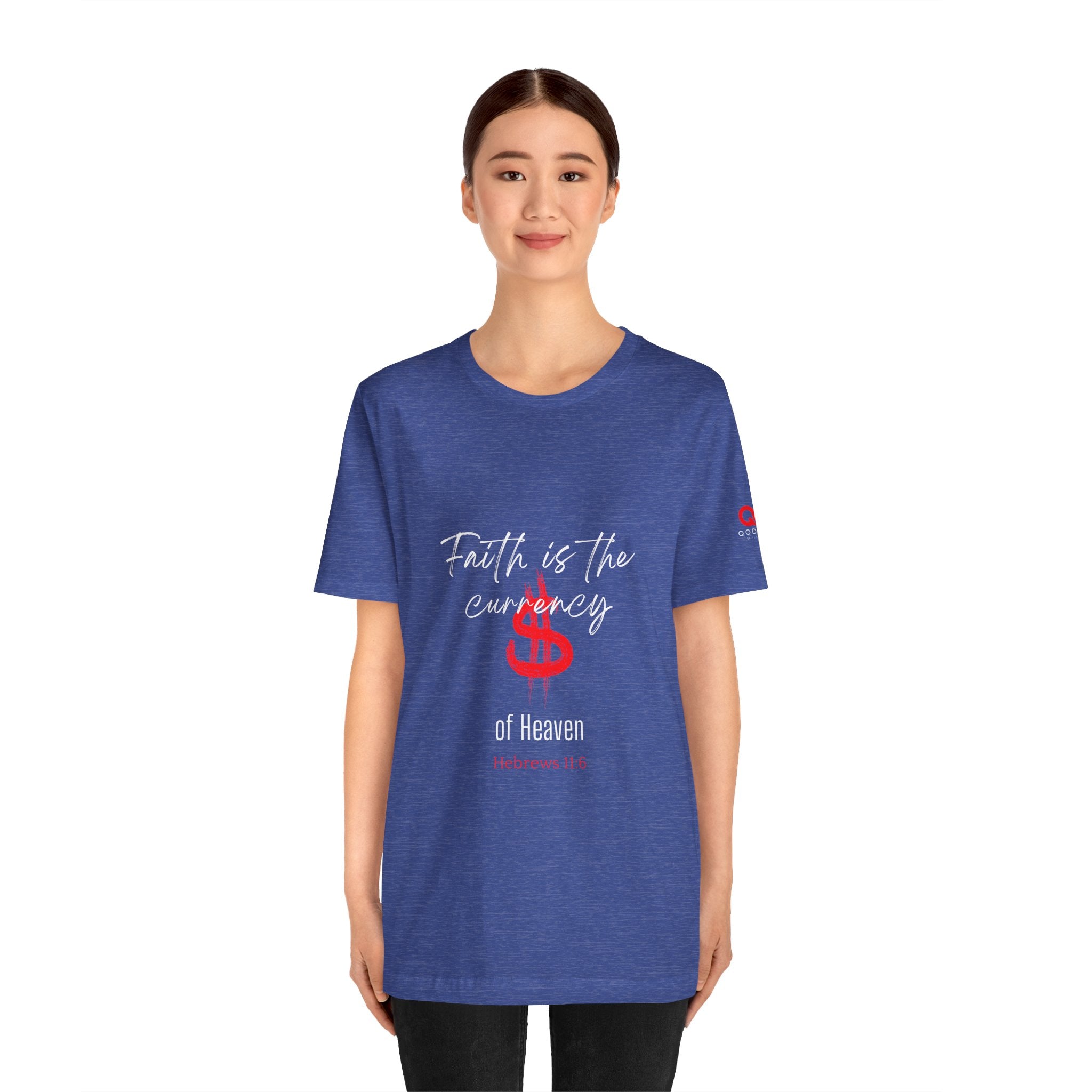 Faith & Finance T-Shirt — Red Dollar Currency Design (Hebrews 11:6)