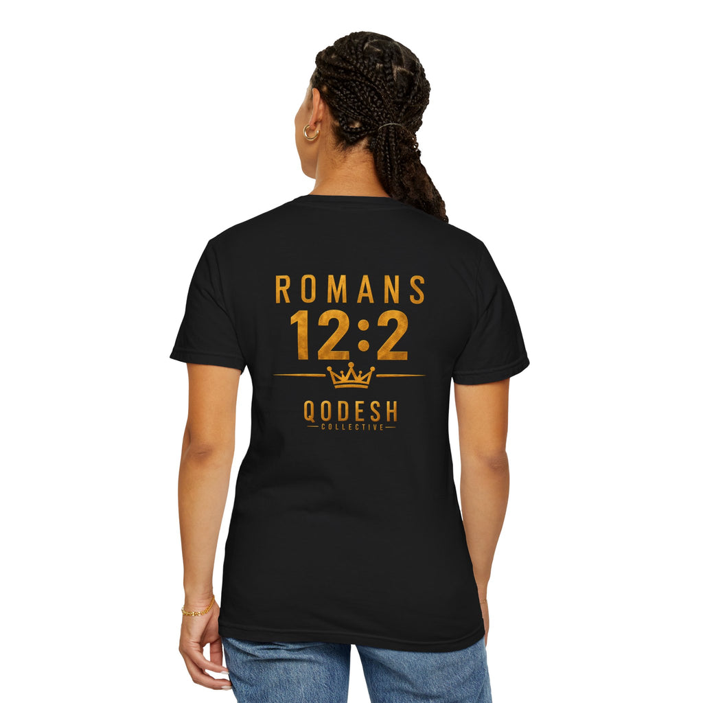 Romans 12:2 T-Shirt — Crown Q Christian Faith Tee (Be Transformed by the Renewing of Your Mind)