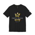 Gold Crown "Cristo Reigns" Graffiti Tee – Yellow Drip Streetwear T‑Shirt