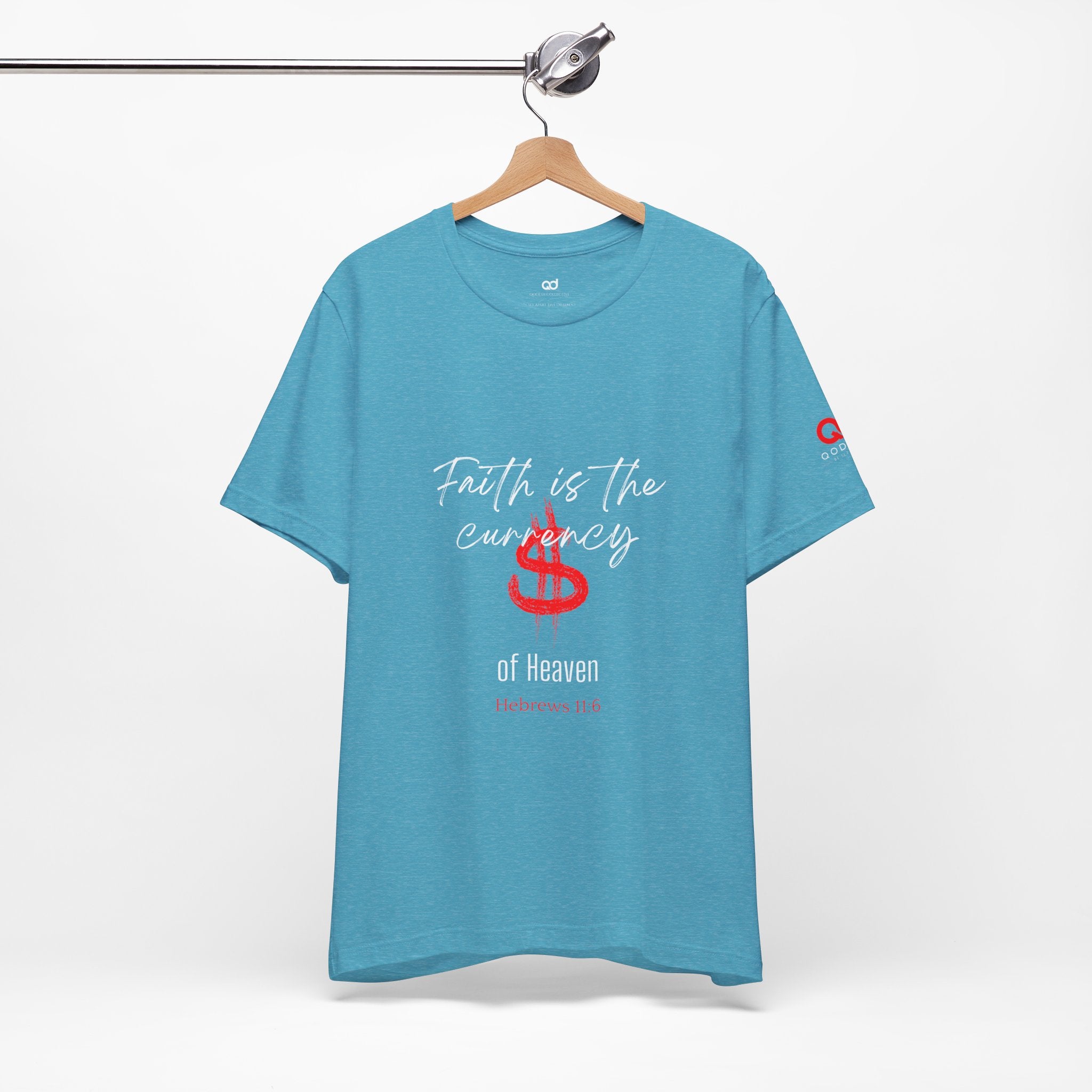 Faith & Finance T-Shirt — Red Dollar Currency Design (Hebrews 11:6)