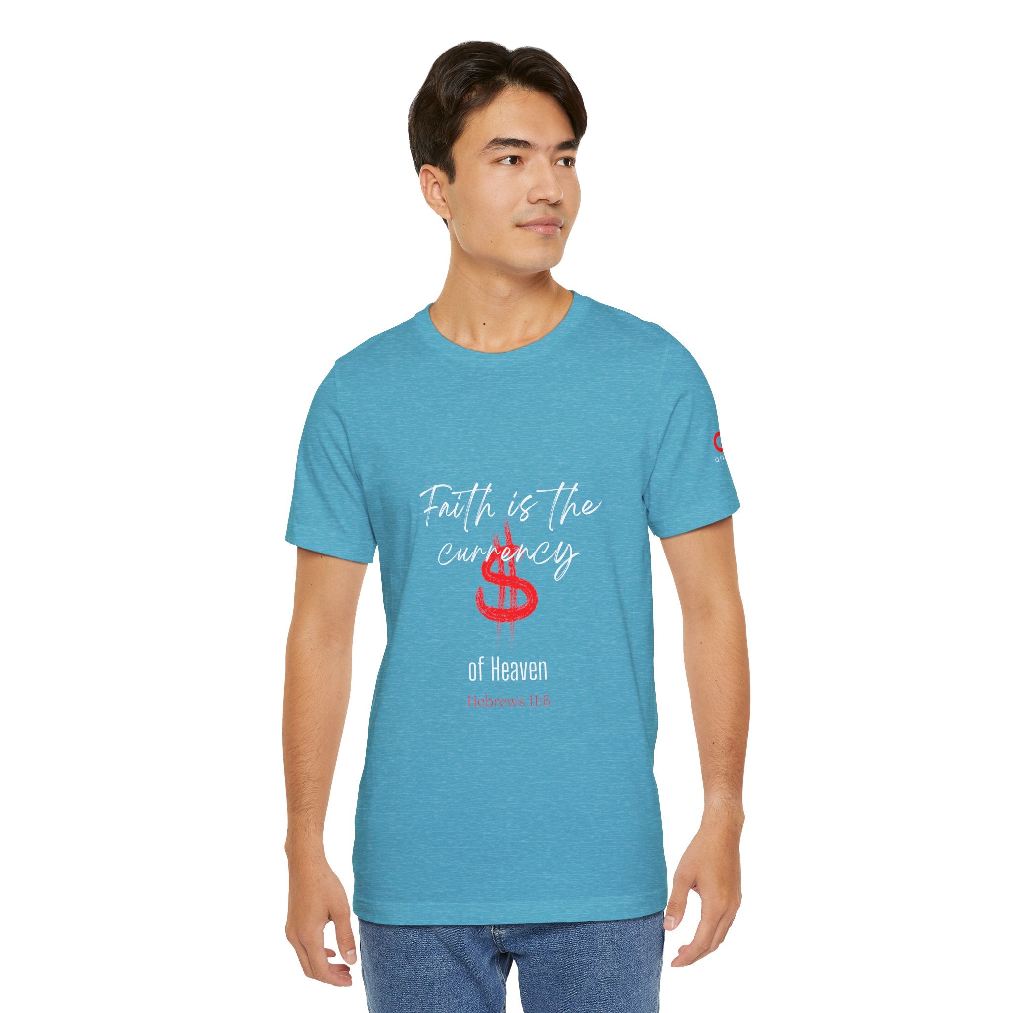 Faith & Finance T-Shirt — Red Dollar Currency Design (Hebrews 11:6)