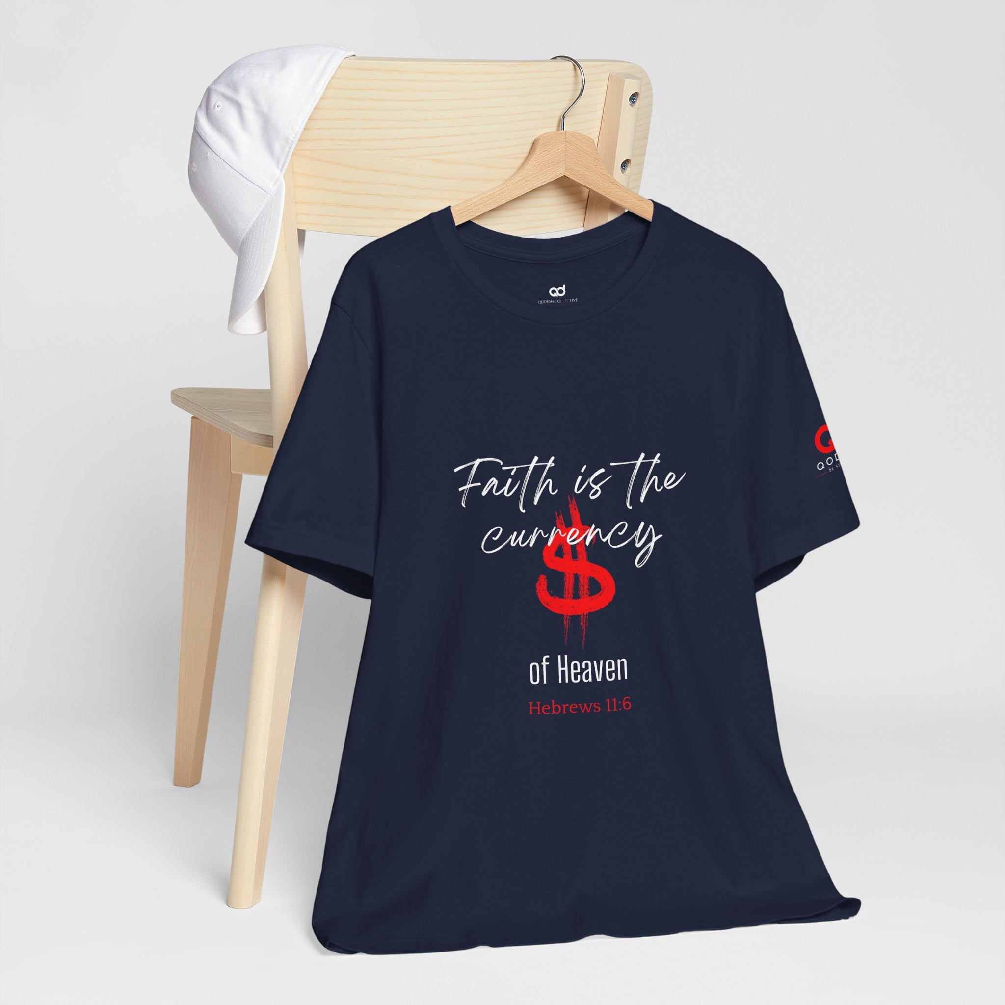 Faith & Finance T-Shirt — Red Dollar Currency Design (Hebrews 11:6)
