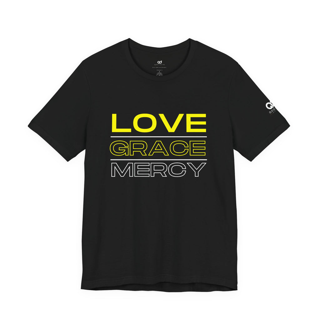 Kingdom Culture Statement Tee — LOVE GRACE Minimalist Graphic Tee (Yellow Text)