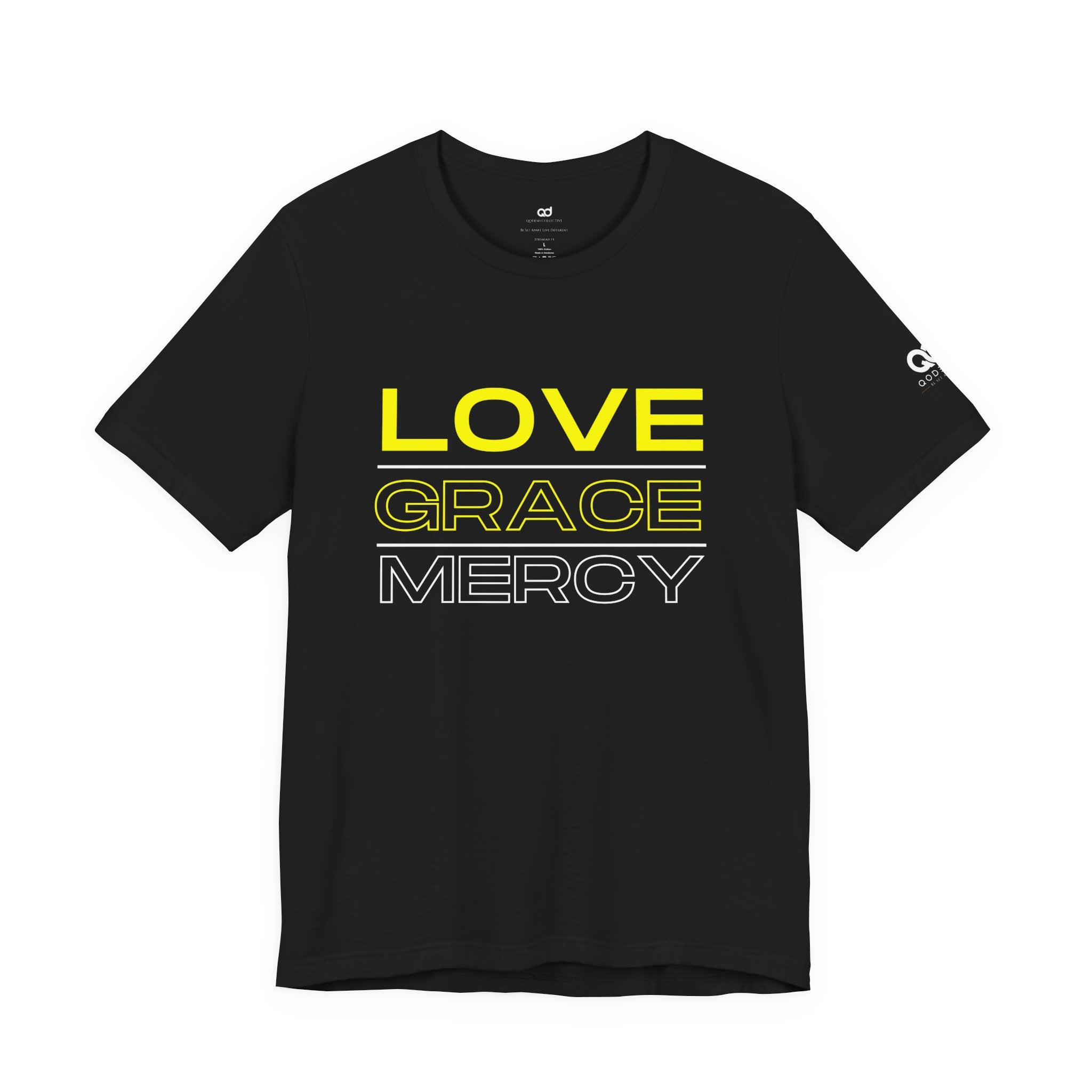 Kingdom Culture Statement Tee — LOVE GRACE Minimalist Graphic Tee (Yellow Text)
