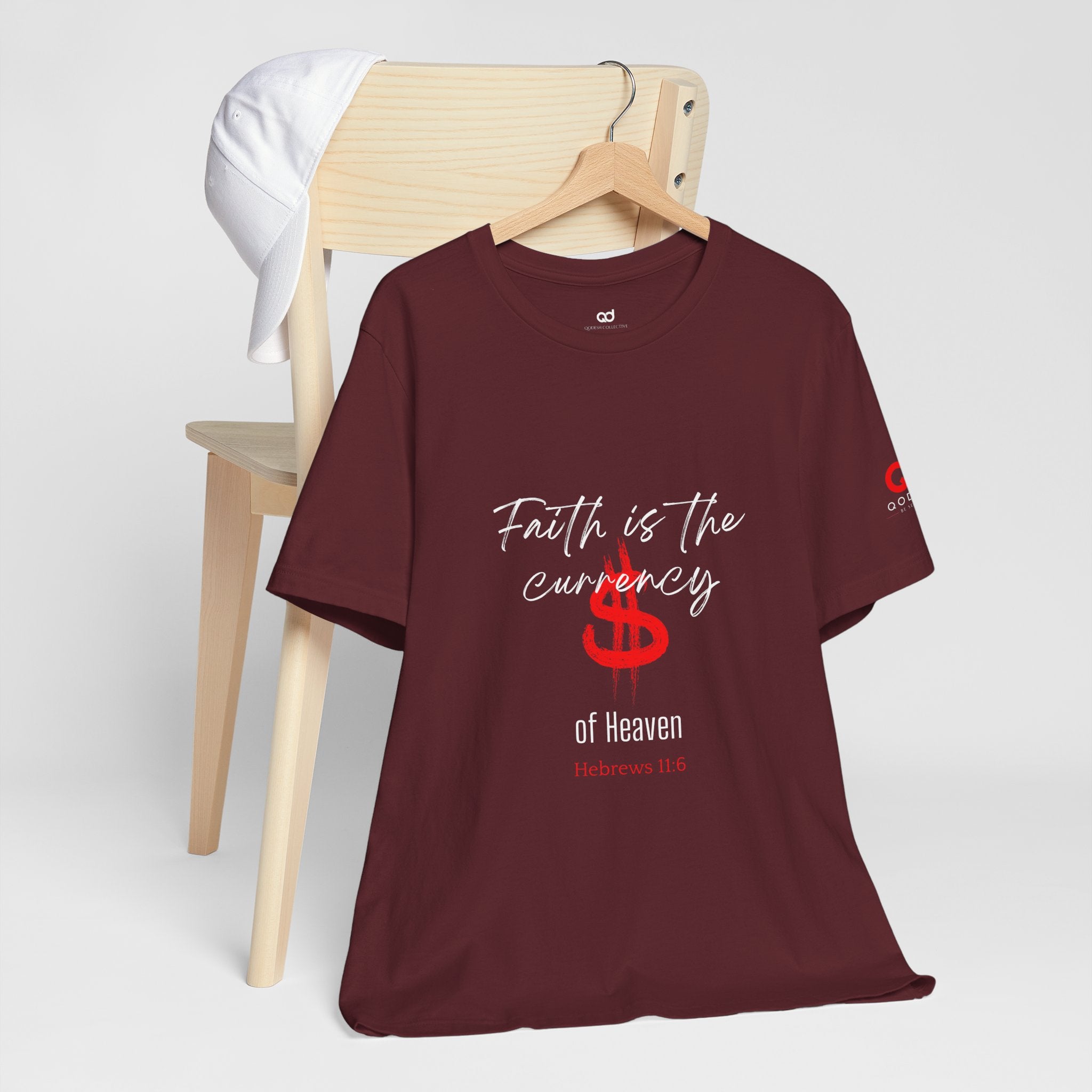 Faith & Finance T-Shirt — Red Dollar Currency Design (Hebrews 11:6)