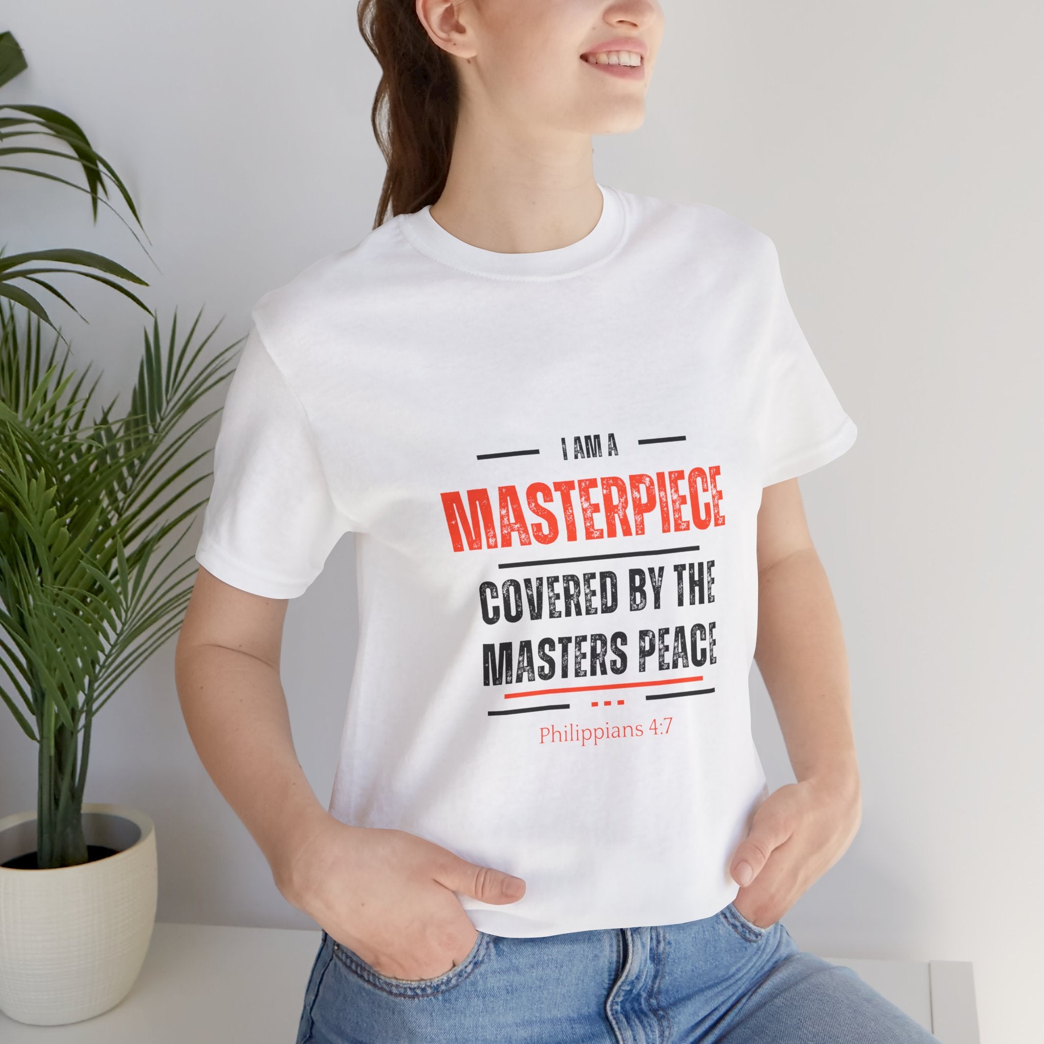 Masterpiece Tee — "I Am a Masterpiece Covered by the Master's Peace" Christian Graphic T-Shirt