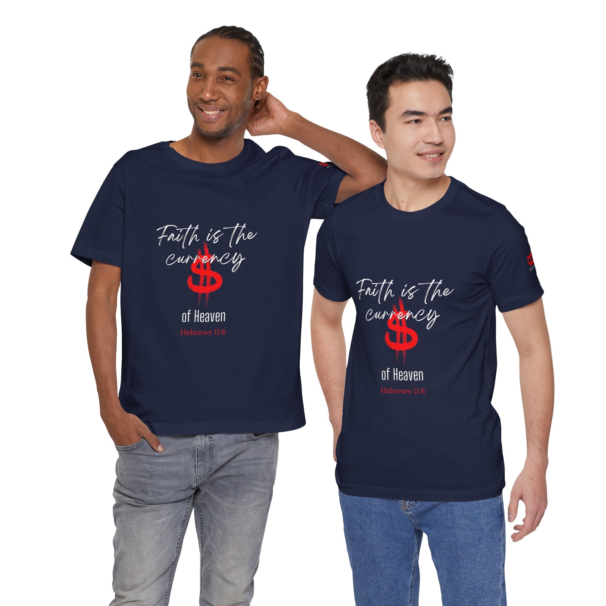Faith & Finance T-Shirt — Red Dollar Currency Design (Hebrews 11:6)