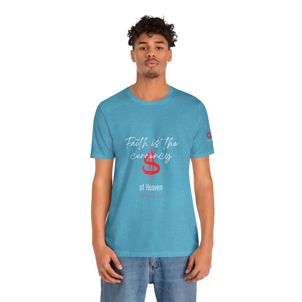 Faith & Finance T-Shirt — Red Dollar Currency Design (Hebrews 11:6)