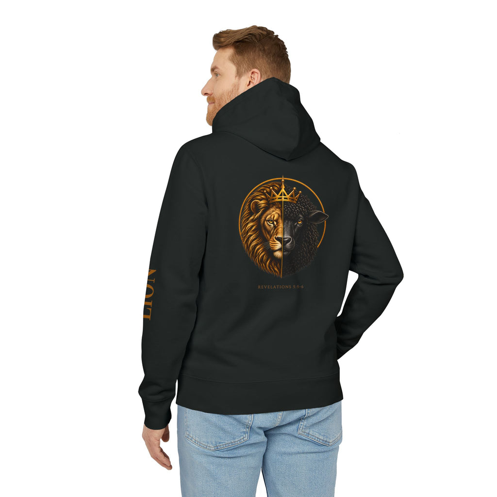 Lion & Lamb Hoodie – Gold Crown Split Face Pullover (Qodesh Apparel)