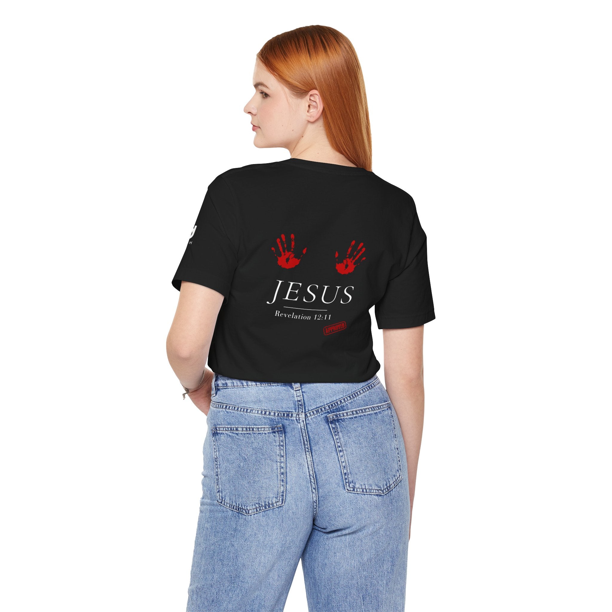 Freedom Stamp T‑Shirt — Distressed Red 'FREEDOM' Graphic Tee with Handprint Back