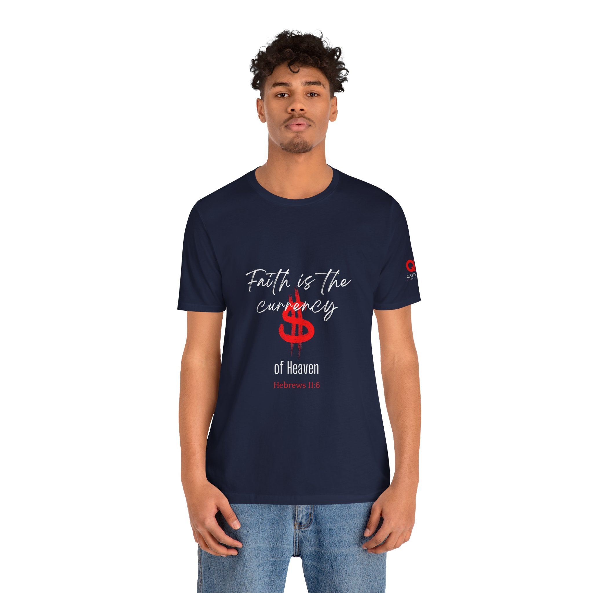 Faith & Finance T-Shirt — Red Dollar Currency Design (Hebrews 11:6)
