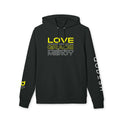 Love, Grace, Mercy Minimalist Hoodie — Yellow "LOVE" Graphic Pullover