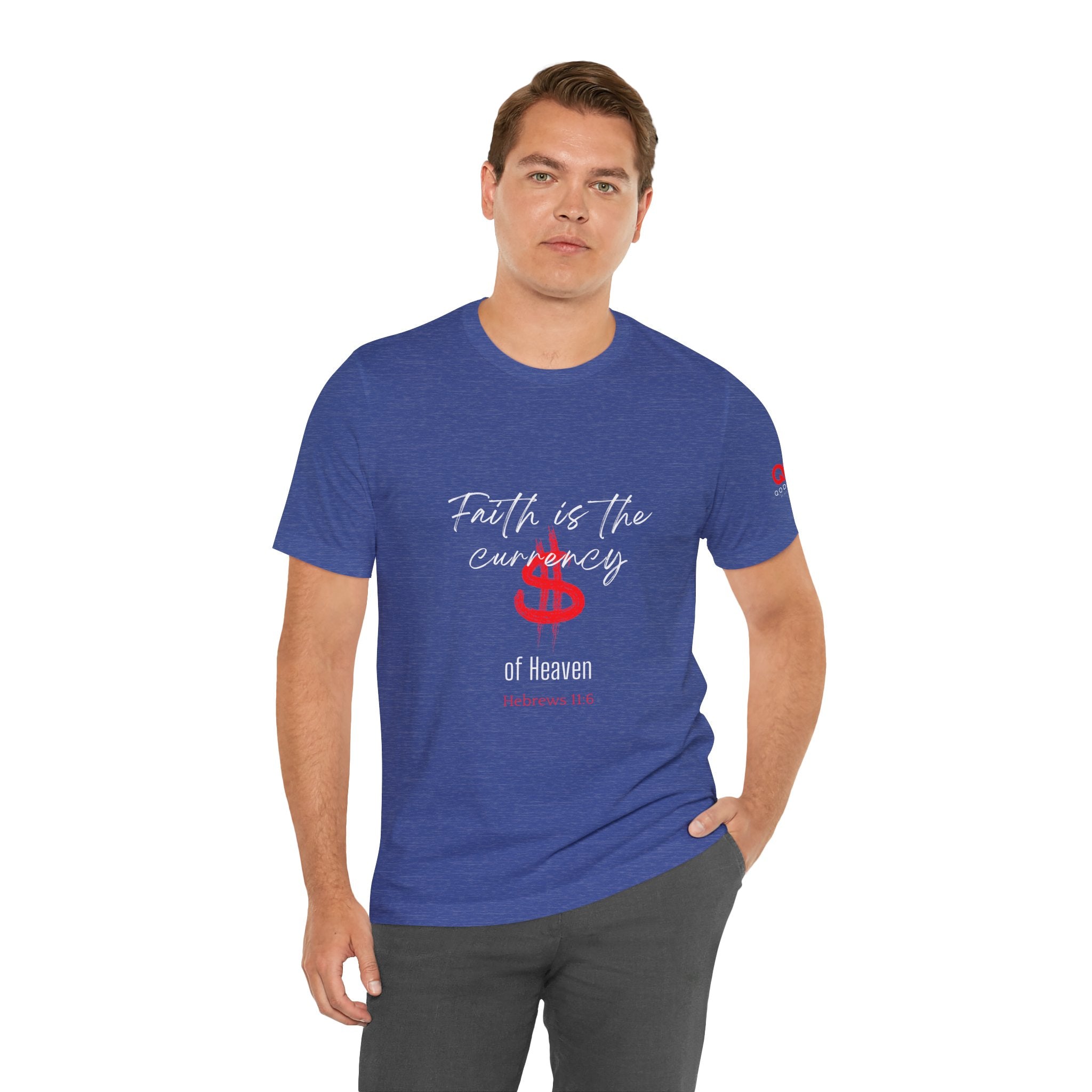 Faith & Finance T-Shirt — Red Dollar Currency Design (Hebrews 11:6)