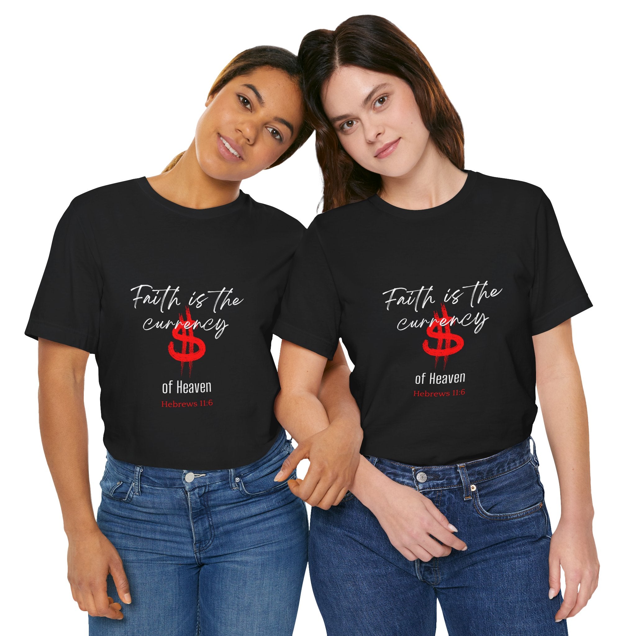 Faith & Finance T-Shirt — Red Dollar Currency Design (Hebrews 11:6)