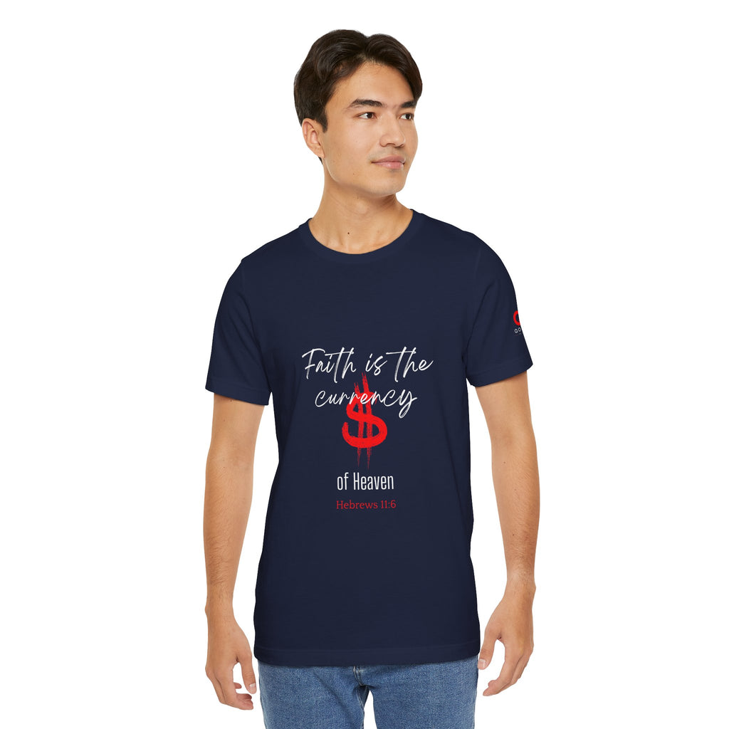 Faith & Finance T-Shirt — Red Dollar Currency Design (Hebrews 11:6)