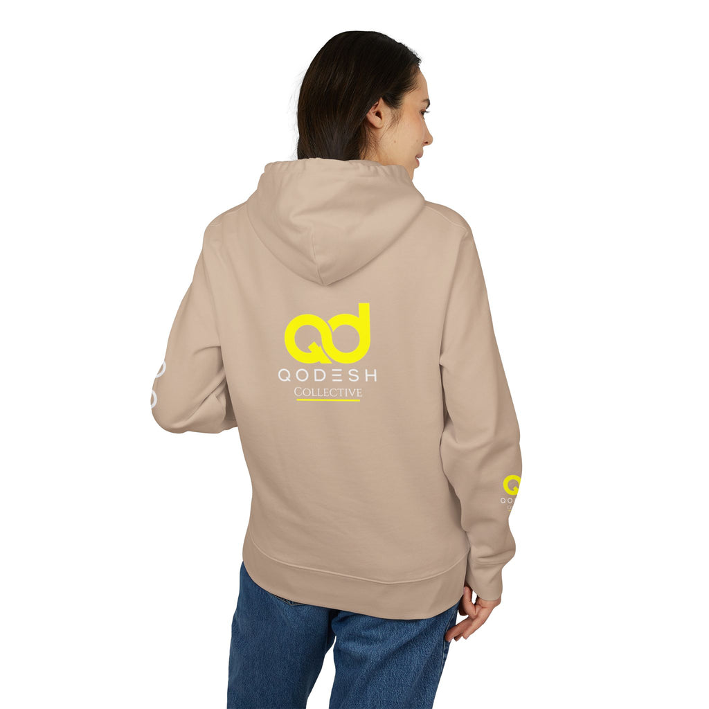 Love, Grace, Mercy Minimalist Hoodie — Yellow "LOVE" Graphic Pullover