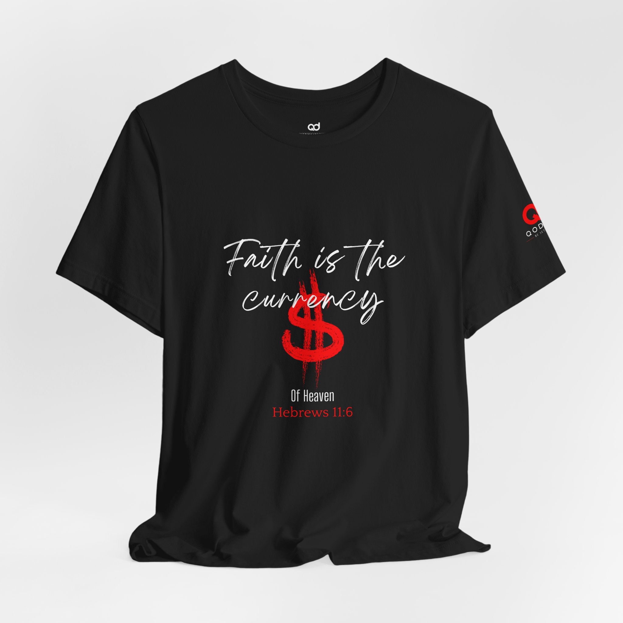 Faith & Finance T-Shirt — Red Dollar Cross Design (Hebrews 11:6)