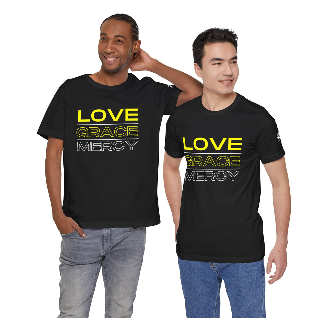 Kingdom Culture Statement Tee — LOVE GRACE Minimalist Graphic Tee (Yellow Text)