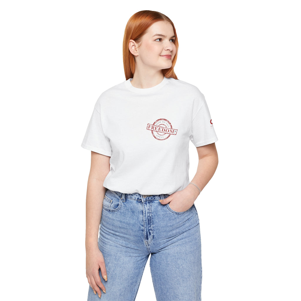 Freedom? Jesus T-Shirt — "How Do You Spell Freedom?" Christian Faith Tee