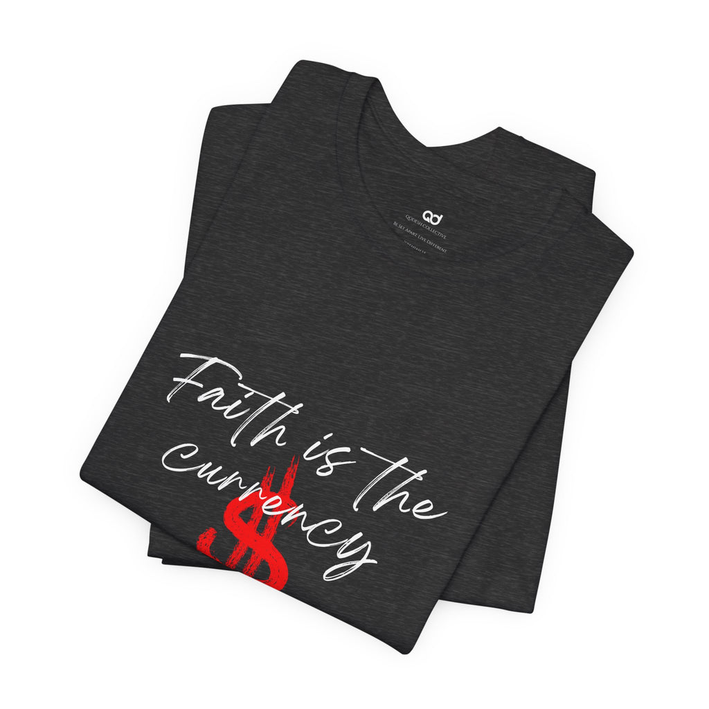 Faith & Finance T-Shirt — Red Dollar Currency Design (Hebrews 11:6)