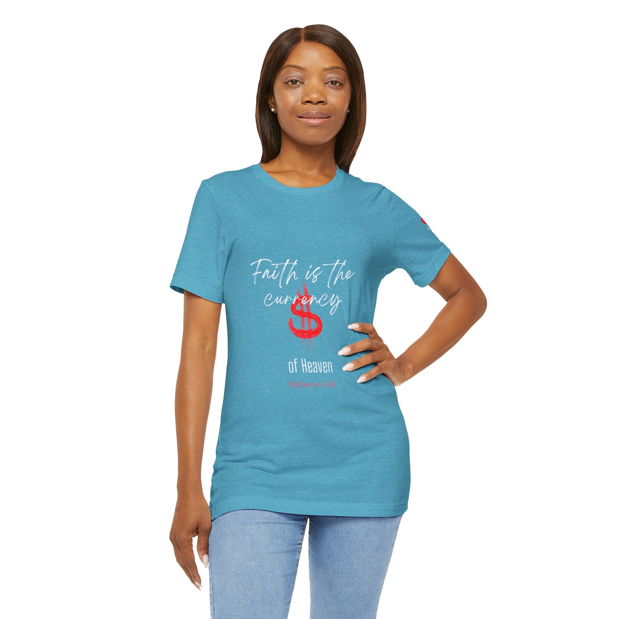 Faith & Finance T-Shirt — Red Dollar Currency Design (Hebrews 11:6)