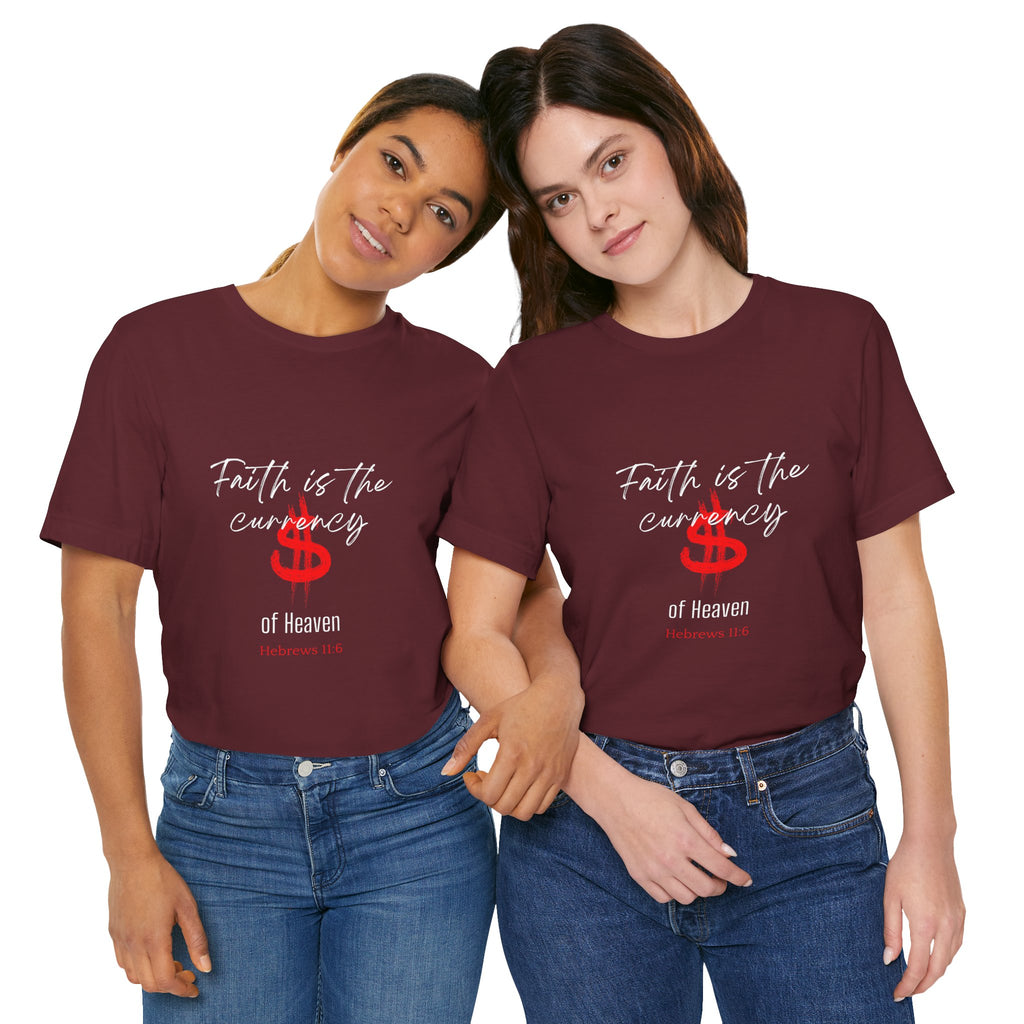 Faith & Finance T-Shirt — Red Dollar Currency Design (Hebrews 11:6)