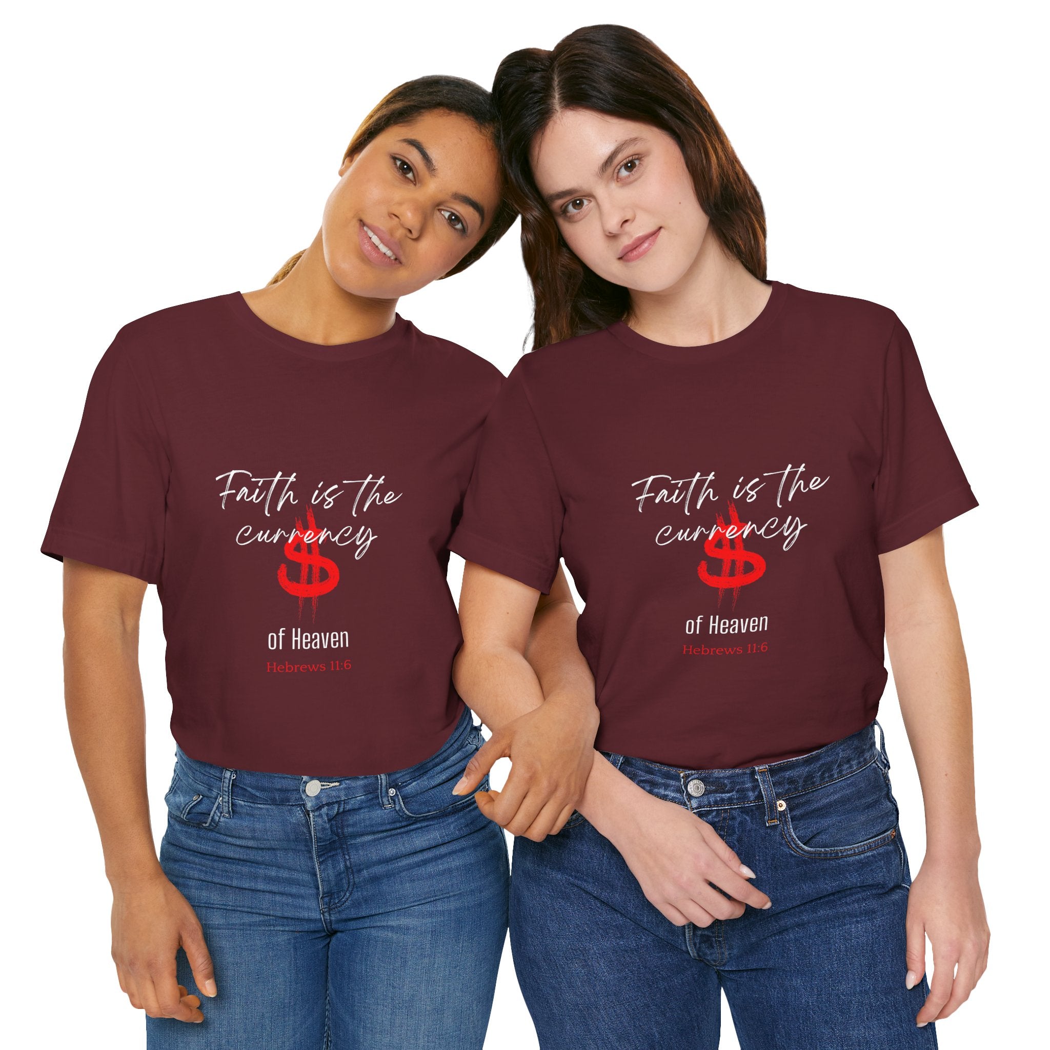 Faith & Finance T-Shirt — Red Dollar Currency Design (Hebrews 11:6)