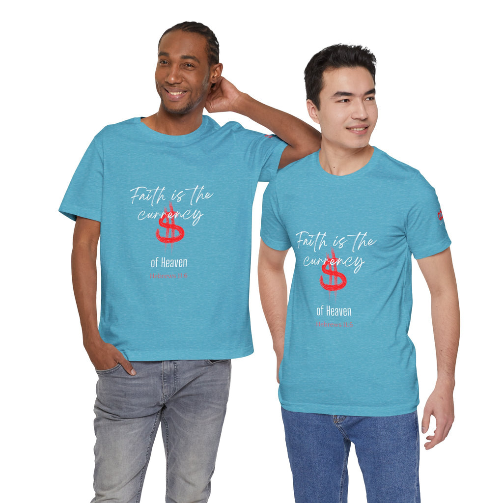 Faith & Finance T-Shirt — Red Dollar Currency Design (Hebrews 11:6)