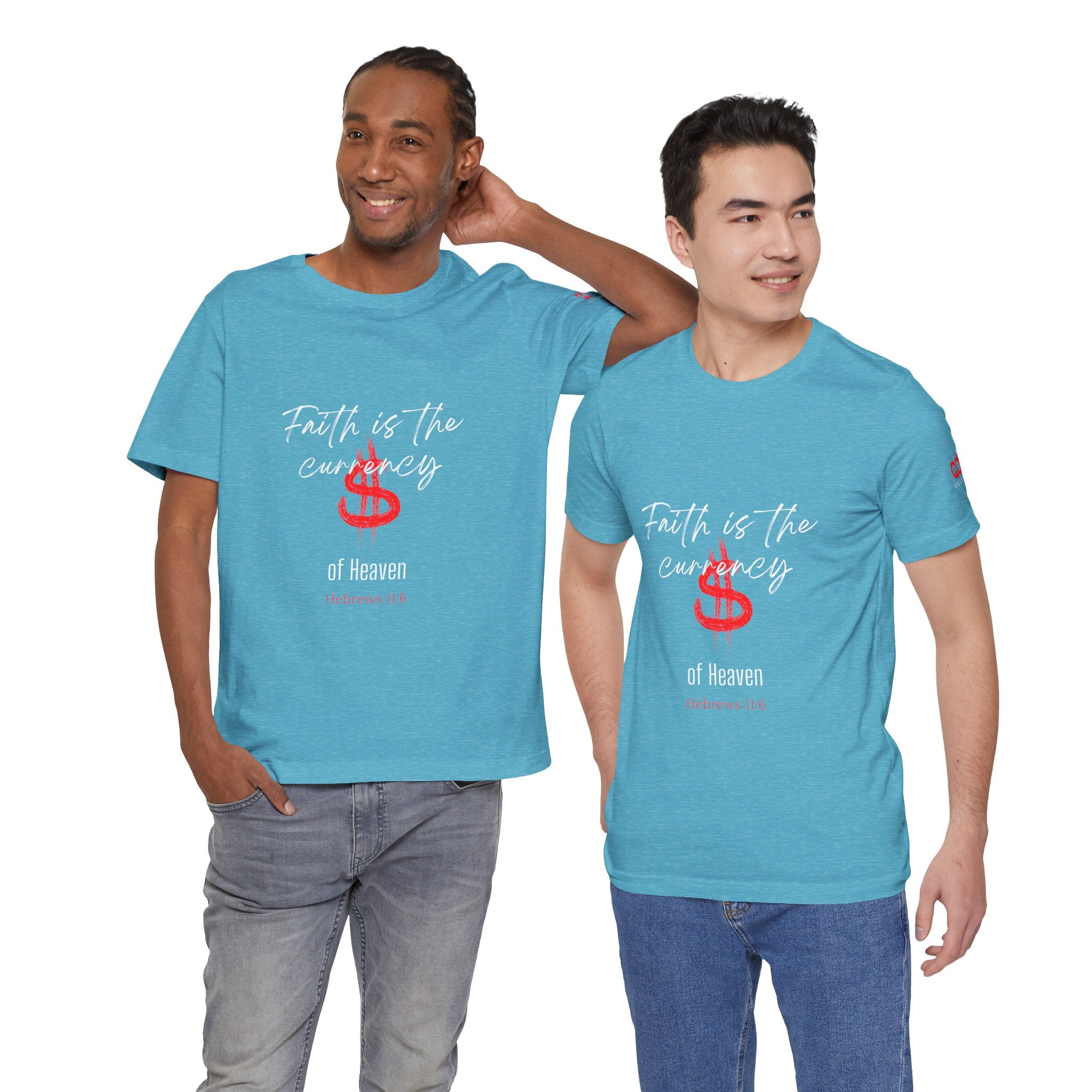 Faith & Finance T-Shirt — Red Dollar Currency Design (Hebrews 11:6)