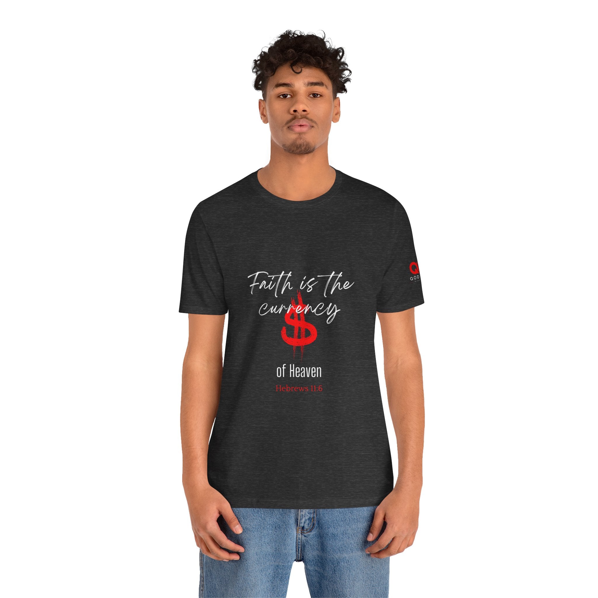 Faith & Finance T-Shirt — Red Dollar Currency Design (Hebrews 11:6)