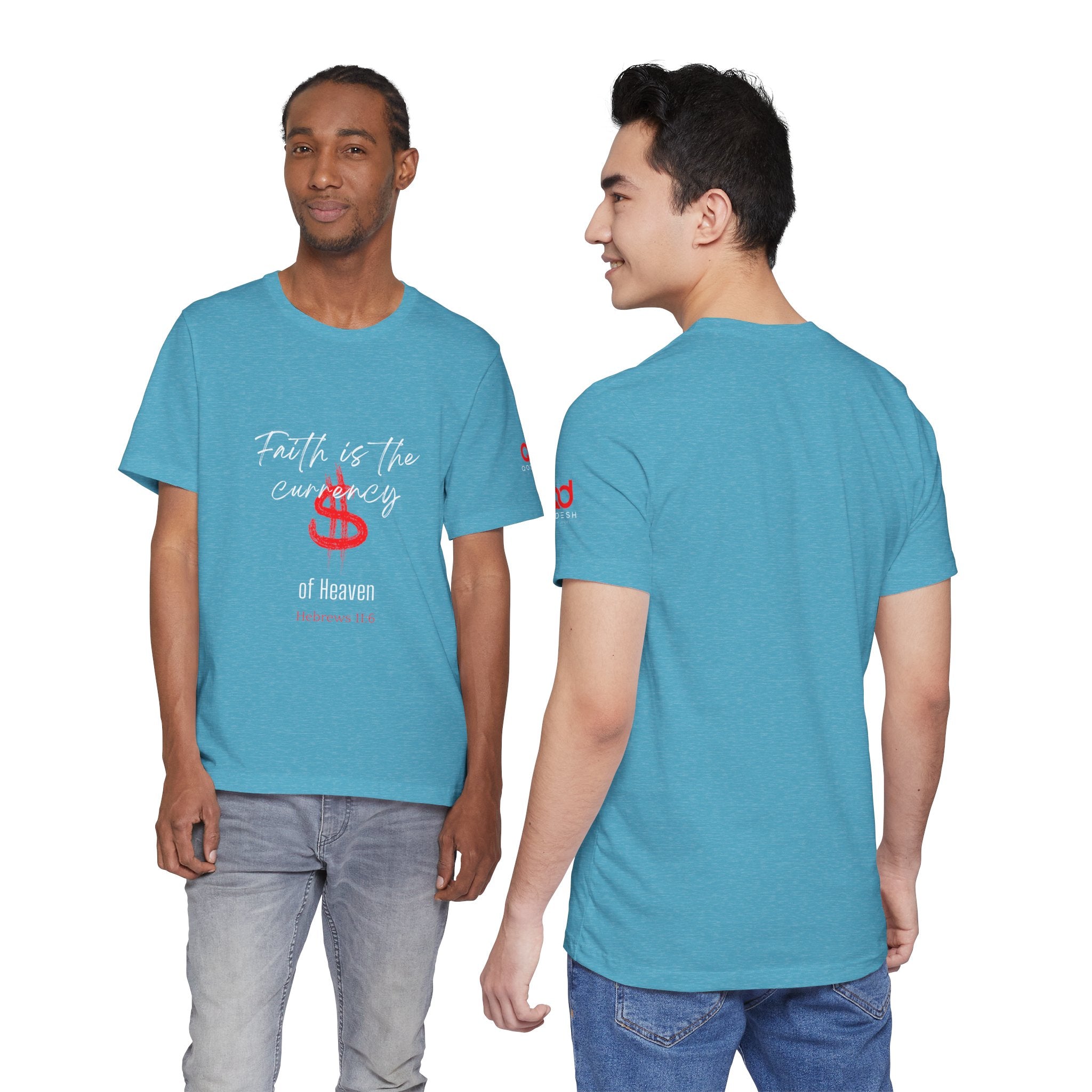 Faith & Finance T-Shirt — Red Dollar Currency Design (Hebrews 11:6)