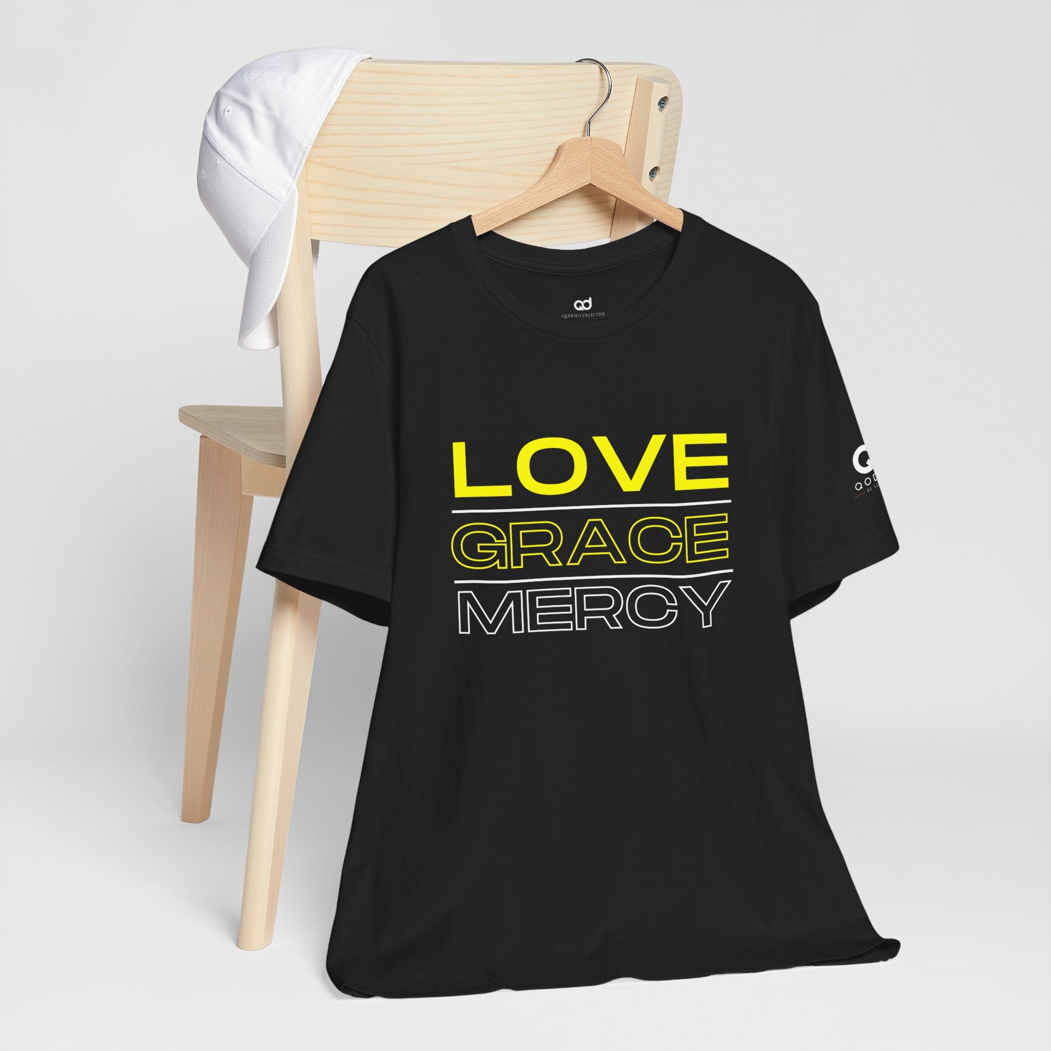 Kingdom Culture Statement Tee — LOVE GRACE Minimalist Graphic Tee (Yellow Text)