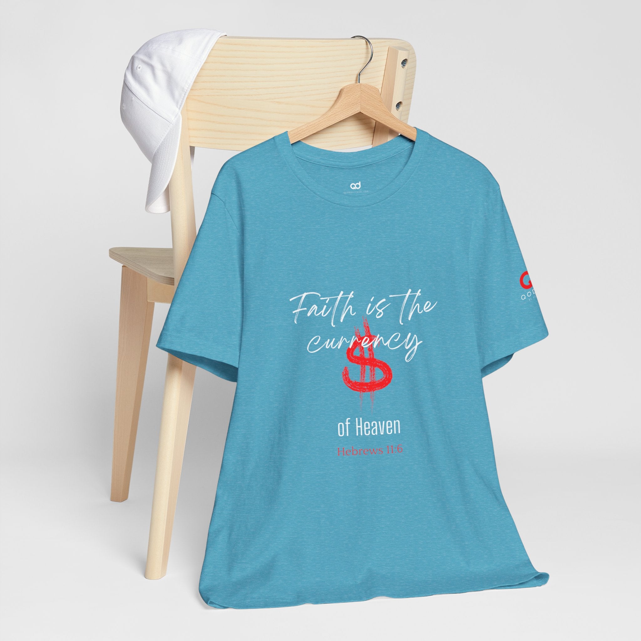 Faith & Finance T-Shirt — Red Dollar Currency Design (Hebrews 11:6)