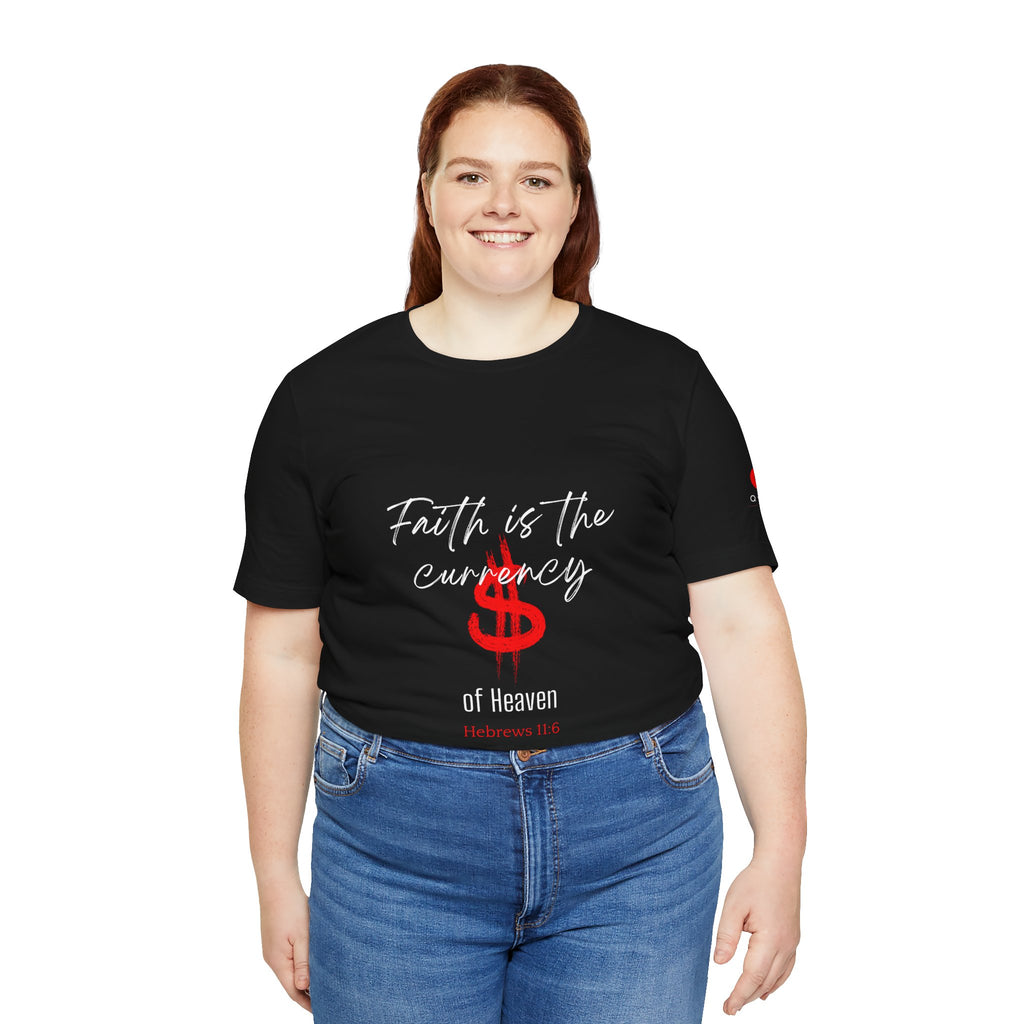 Faith & Finance T-Shirt — Red Dollar Currency Design (Hebrews 11:6)